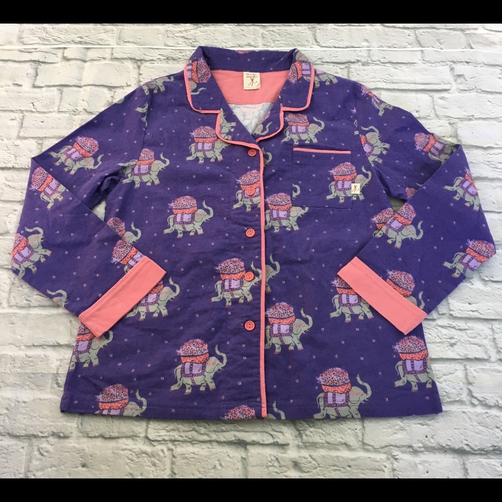 Munki Munki Elephant Flannel Pajama Top